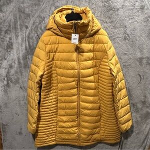 DKNY Wmns yellow Puffer lightweight jacket Sz XL Vegan water resistant NWT